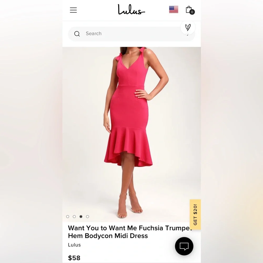 NEW Lulus Fuchsia Trumpet Hem Bodycon Midi - Picture 1 of 5